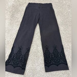 XCVI Gray Straight Leg Pants with Black Lace Detail